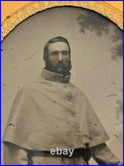 CIVIL WAR AMBROTYPE half size image of a confederate soldier
