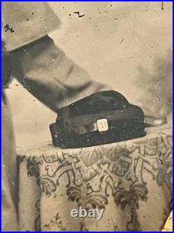 CIVIL WAR AMBROTYPE half size image of a confederate soldier