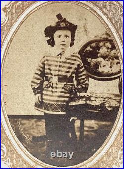 CIVIL WAR BOY DRESSED AS CONFEDERATE SOLDIER with PLUMED SLOUCH HAT CDV PHOTO