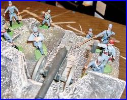 CIVIL WAR CONFEDERATE 3 GUN EARTHEN FORT SECTION WithCANNON & CREWS 54MM BY BARZSO