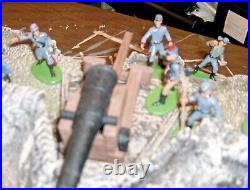 CIVIL WAR CONFEDERATE 3 GUN EARTHEN FORT SECTION WithCANNON & CREWS 54MM BY BARZSO