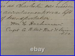 CIVIL WAR LETTER Document Confederate Captain Bachman SOUTH CAROLINA