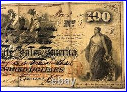 CIVIL WAR LOVE LETTER on Confederate 1862 $100 One Hundred Dollar Note