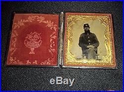 CIVIL War Tintype Photograph Confederate Soldier Named Csa Cavalry 1/6 Plate