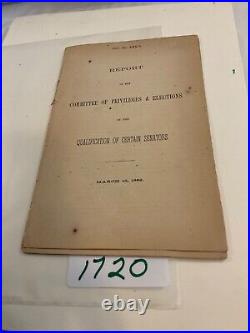 CIVIL War 1862 Confederate Congress Report Qualification Of Senators 1720