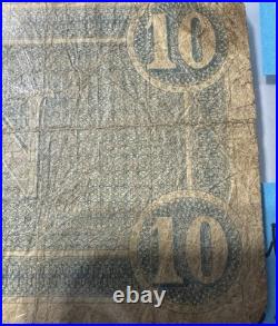 CIVIL War 1864 $10 Ten Dollars Richmond Confederate States Of America Note