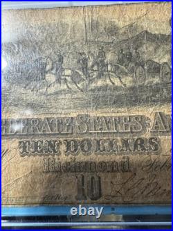 CIVIL War 1864 $10 Ten Dollars Richmond Confederate States Of America Note
