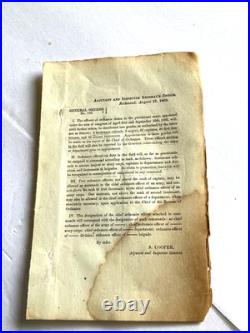 CIVIL War Confederate Army General Order Richmond 1863 S Cooper Ordnance Officer CIVIL War Confederate Army General Order Richmond 1863 S Cooper Ordnance Officer