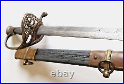 CIVIL War Confederate B Douglas Staff Foot Officer Sword Cs & Star On Guard