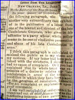 CIVIL War Confederate General James Longstreet Norfolk Virginia News 1867