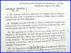 CIVIL War Confederate General Order Army Promotions 1863