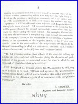 CIVIL War Confederate General Order Army Promotions 1863