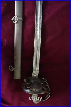 CIVIL War Confederate General Staff Sword W Eagle & Csa On Hilt & Blade 10 Known