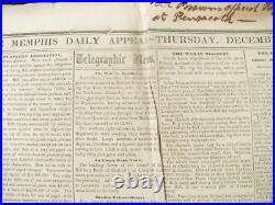 CIVIL War Confederate Memphis Tennessee Appeal Newspaper 1861