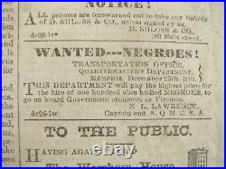 CIVIL War Confederate Memphis Tennessee Appeal Newspaper 1861