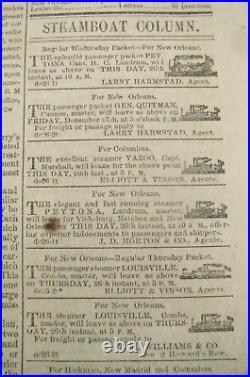 CIVIL War Confederate Memphis Tennessee Appeal Newspaper 1861