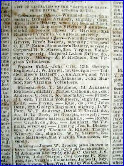 CIVIL War Confederate Richmond Virginia Newspaper 1861 War News CIVIL War Confederate Richmond Virginia Newspaper 1861 War News