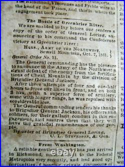 CIVIL War Confederate Richmond Virginia Newspaper 1861 War News CIVIL War Confederate Richmond Virginia Newspaper 1861 War News
