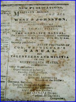 CIVIL War Confederate Richmond Virginia Newspaper 1861 War News