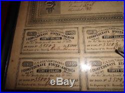 CIVIL War Confederate States America $1000 Bond Richmond Treasury Antique 1863