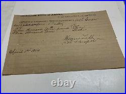 CIVIL War Confederate States America Capt Coopers Battery 1864 Invoice 1806