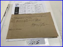 CIVIL War Confederate States America Capt Coopers Battery 1864 Invoice 1806