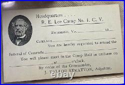 CIVIL War Confederate Veterans Robert E Lee Camp Funeral Request