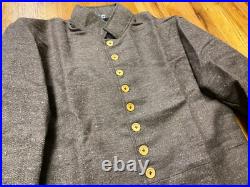 CIVIL War Cs Confederate Infantry Brown Jean Wool Frock Coat Jacket-large 42 44r