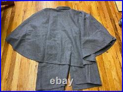 CIVIL War Csa Rebel Confederate Winter Grey Wool Greatcoat Over Coat-large 42,44