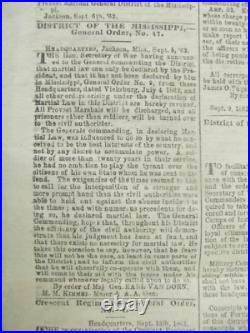 CIVIL War Jackson Mississippi Confederate Newspaper 1862