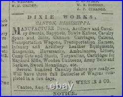 CIVIL War Jackson Mississippi Confederate Newspaper 1862