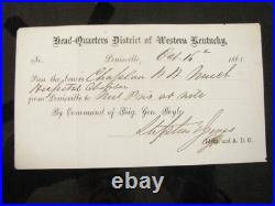CIVIL War Kentucky Louisville Confederate Military Prison Pass 1863