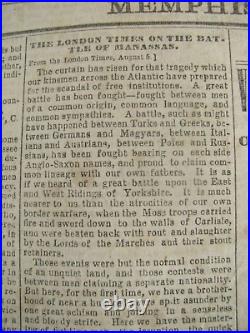 CIVIL War Memphis Tennessee Daily Appeal Confederate Newspaper 1861