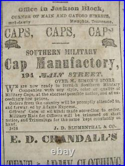 CIVIL War Memphis Tennessee Daily Appeal Confederate Newspaper 1861