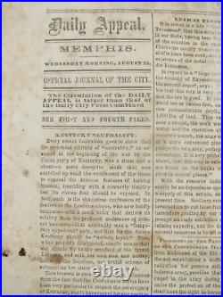 CIVIL War Memphis Tennessee Daily Appeal Confederate Newspaper 1861