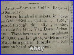 CIVIL War Natchez Confederate Newspaper 1862 News Of Stone Wall Jackson