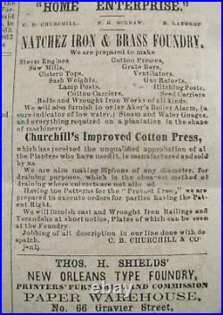 CIVIL War Natchez Confederate Newspaper 1862 News Of Stone Wall Jackson