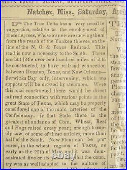 CIVIL War Natchez Confederate Newspaper Appeal For The Mississippi Wounded