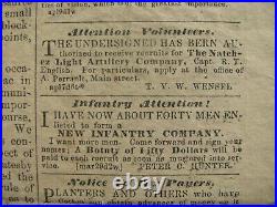 CIVIL War Natchez Confederate Newspaper Appeal For The Mississippi Wounded