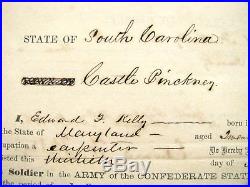 CIVIL War South Carolina Confederate Enlistment Castle Pinckney 1861