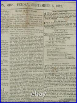 CIVIL War Texas Heroism Confederate Jackson Mississippi Newspaper 1862