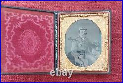 CIVIL War Tintype Confederate Soldier Secesh Badge