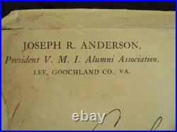 CIVIL War VMI Confederate Tredegar Notable Joseph R Anderson Jr Letter 1906 CIVIL War VMI Confederate Tredegar Notable Joseph R Anderson Jr Letter 1906