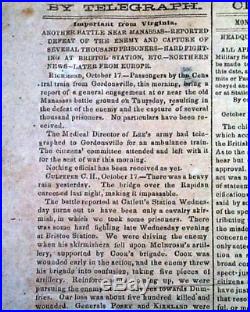 CONFEDERATE Battle of Chickamauga TN Jefferson Davis 1863 Civil War Newspaper
