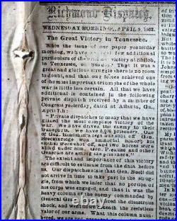 CONFEDERATE Battle of Shiloh Pittsburgh Landing Tenn. 1862 Civil War Newspaper