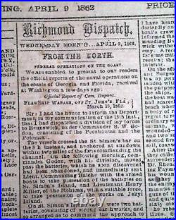 CONFEDERATE Battle of Shiloh Pittsburgh Landing Tenn. 1862 Civil War Newspaper