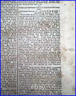 CONFEDERATE Battle of Shiloh Pittsburgh Landing Tenn. 1862 Civil War Newspaper