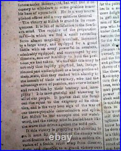 CONFEDERATE Battle of Shiloh Pittsburgh Landing Tenn. 1862 Civil War Newspaper