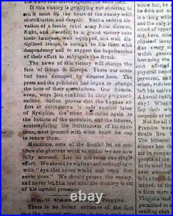 CONFEDERATE Battle of Shiloh Pittsburgh Landing Tenn. 1862 Civil War Newspaper