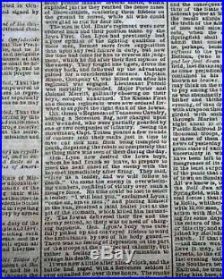 CONFEDERATE Civil War 1861 Old Newspaper with BATTLE OF WILSON'S CREEK MO Missouri